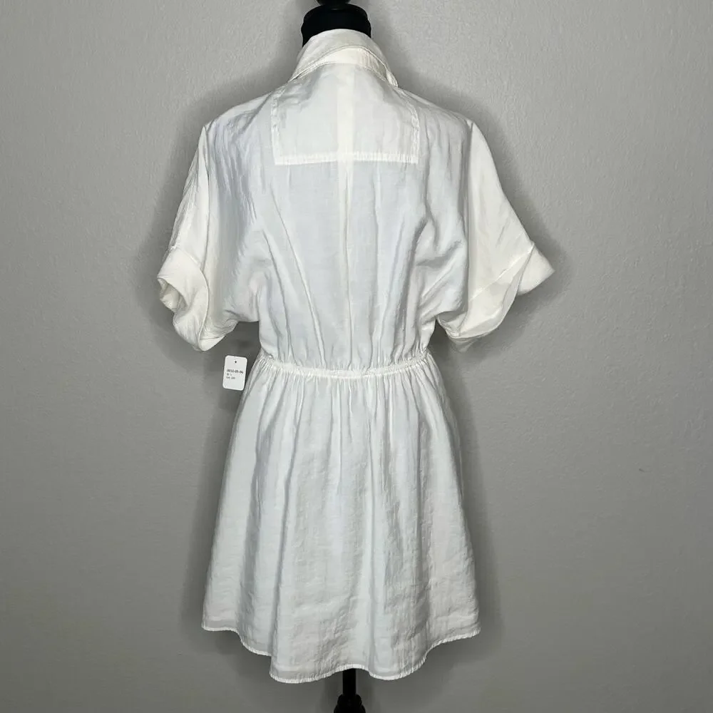 Zara Lined White Short Sleeve Button-Up Lightweight Shirt Short Dress – Sz L